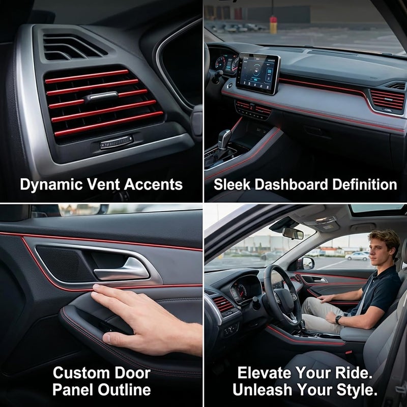 Rainflow Red Car Accessories - 20PCS Air Conditioner Decoration Strip and 33Ft Car Interior Trim with Installing Tool DIY Flexible Car Accessories Interior Suitable for Most Vehicles - Image 5